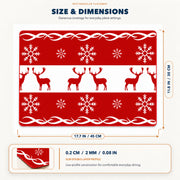 Red Reindeer Christmas PVC placemat | size and dimensions: 45 by 30 centimeters, approximately 17.7 by 11.8 inches, 2 millimeters thick