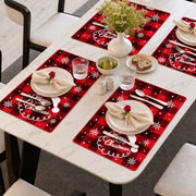 Santa Hat Plaid Christmas PVC placemat | Christmas table setting