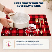 Santa Hat Plaid Christmas PVC placemat | heat resistance up to 176 degrees Fahrenheit