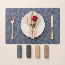 Slate Blue | Tone-on-Tone Floral PVC Placemats color overview with Slate Blue featured