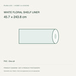 White Floral PVC Shelf Liner — 45.7 × 243.8 cm — original schematic diagram, not a photograph