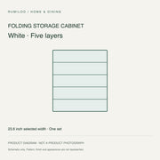 White Folding Storage Cabinet — Five Layers — original schematic diagram, not a photograph